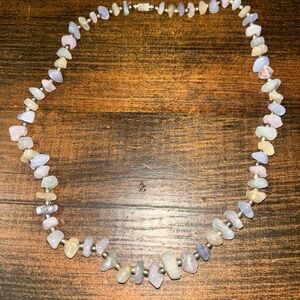Morganite Pastel Multi-Stone Beaded Necklace - SS beads Lavender, Pink & Cream